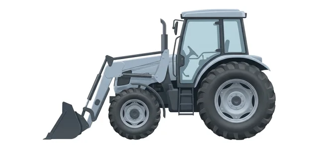 Tracteur à chargeur frontal vu de côté — IFTL